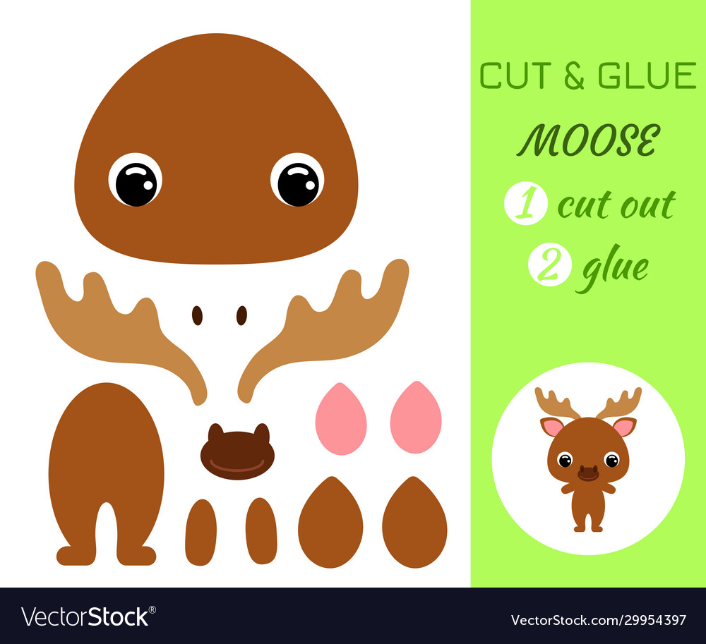 Cut and glue moose educational paper game