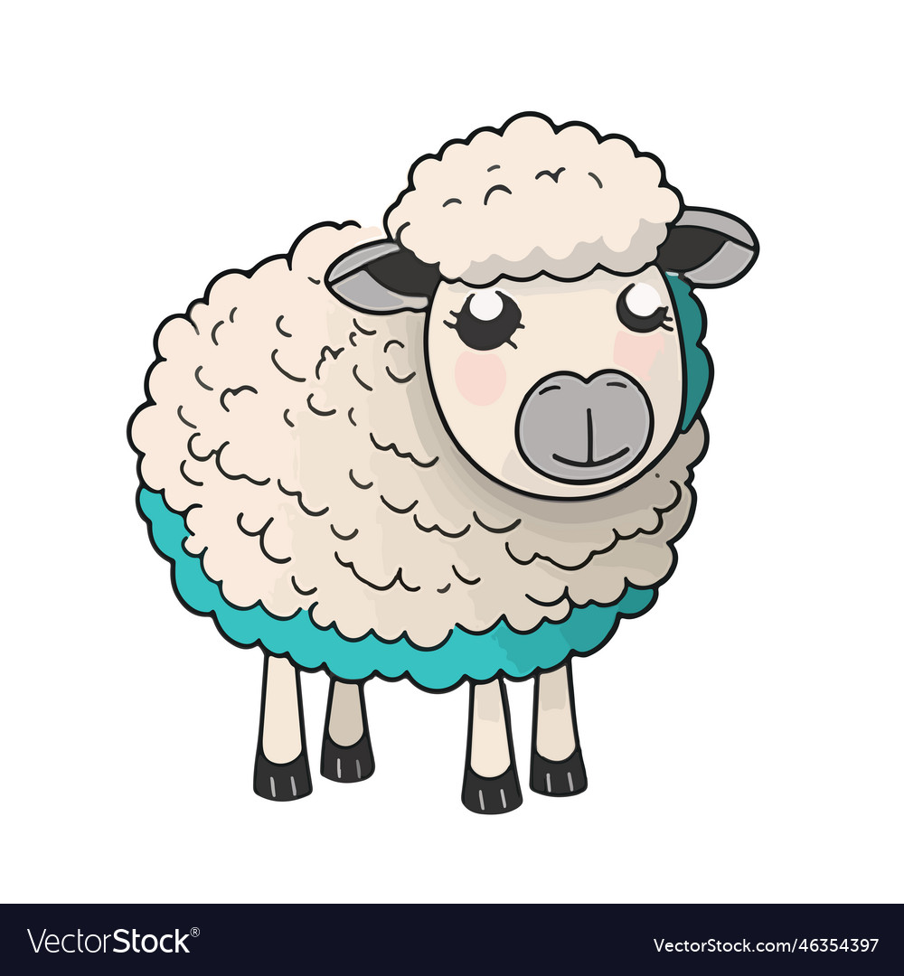 Cute sheep cartoon style Royalty Free Vector Image