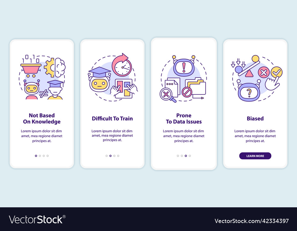 Drawbacks of machine learning onboarding mobile Vector Image