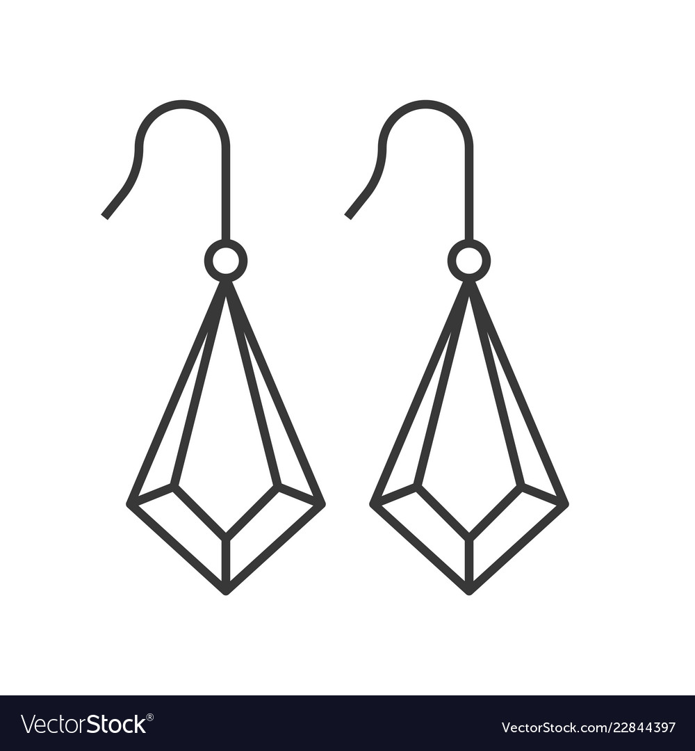 Drop earrings jewelry set outline icon Royalty Free Vector