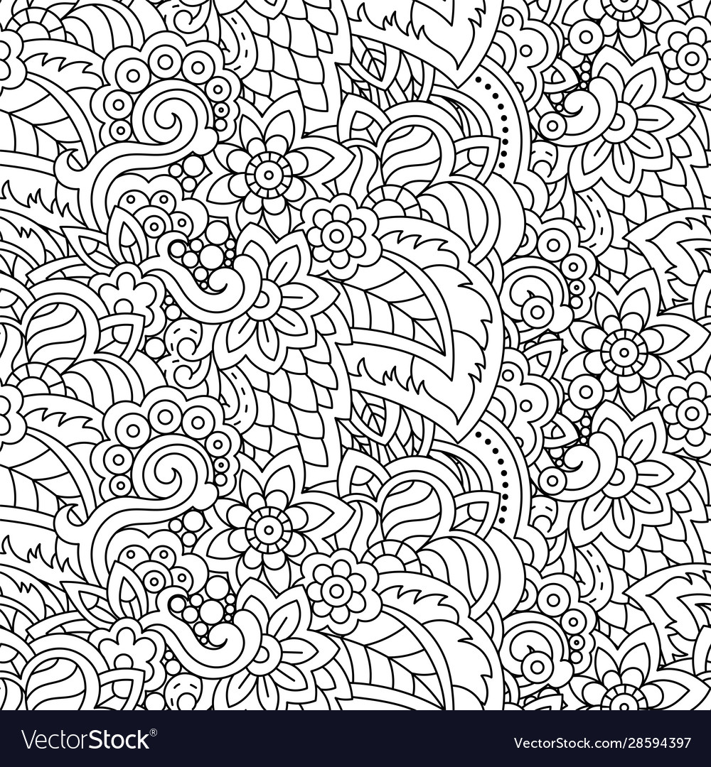 Hand drawn line seamless abstract colored Vector Image