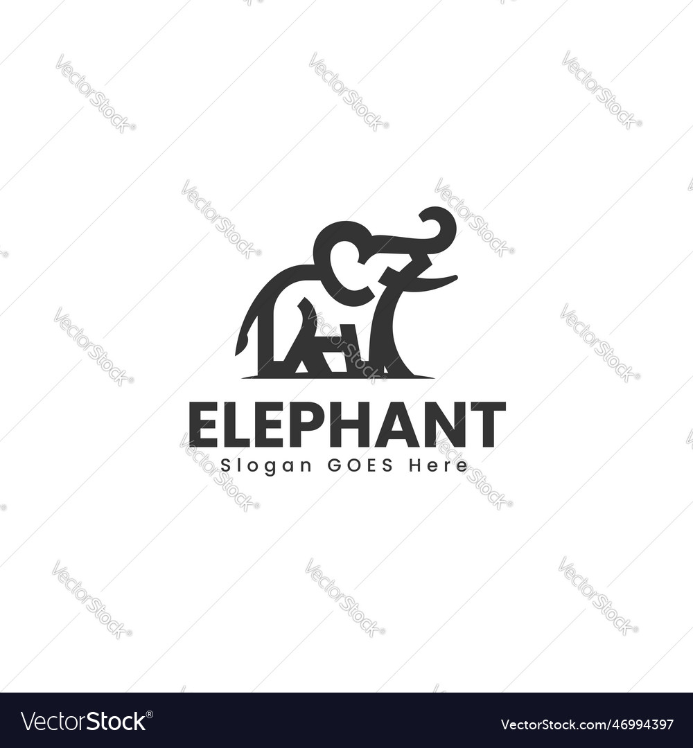 Logo elephant line art style Royalty Free Vector Image