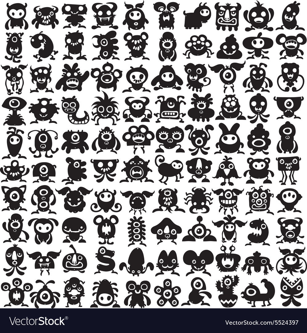 Monsters collection Royalty Free Vector Image - VectorStock