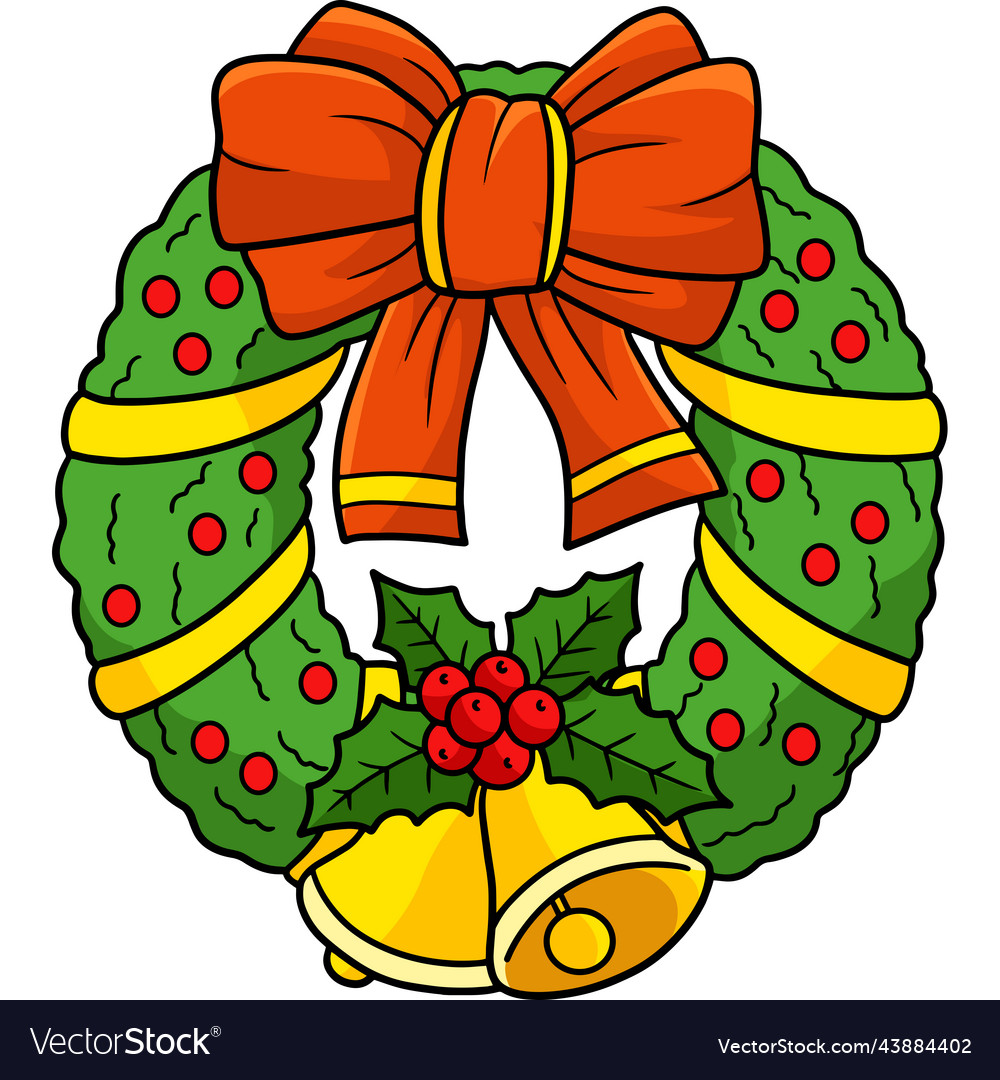 Christmas wreath with bells cartoon clipart Vector Image