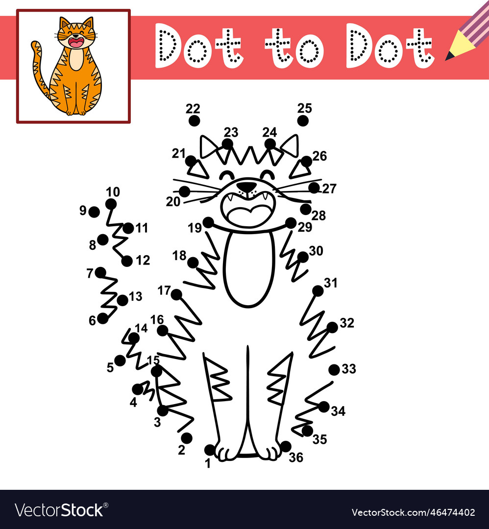 Connect the dots and draw a cute cat dot