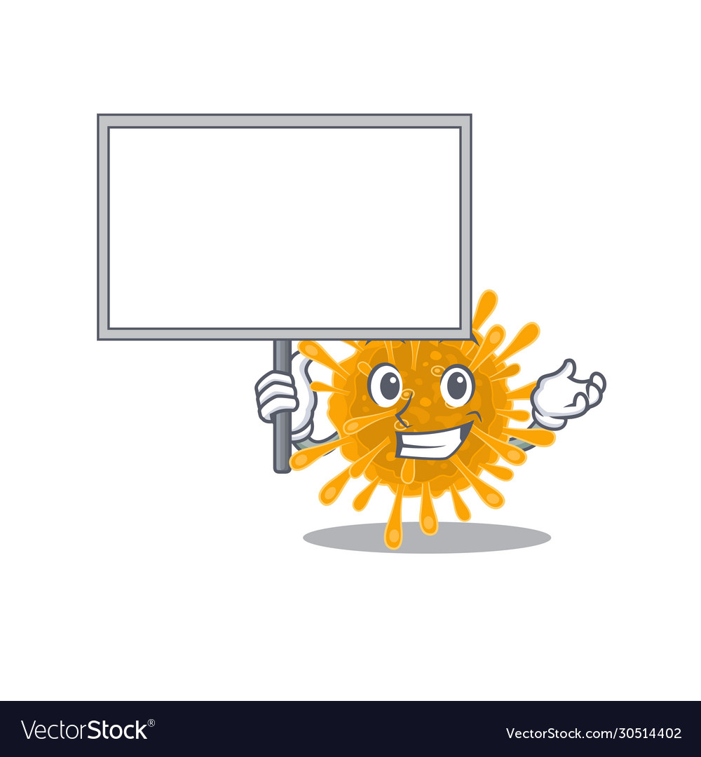 Coronaviruses cute cartoon character bring a board