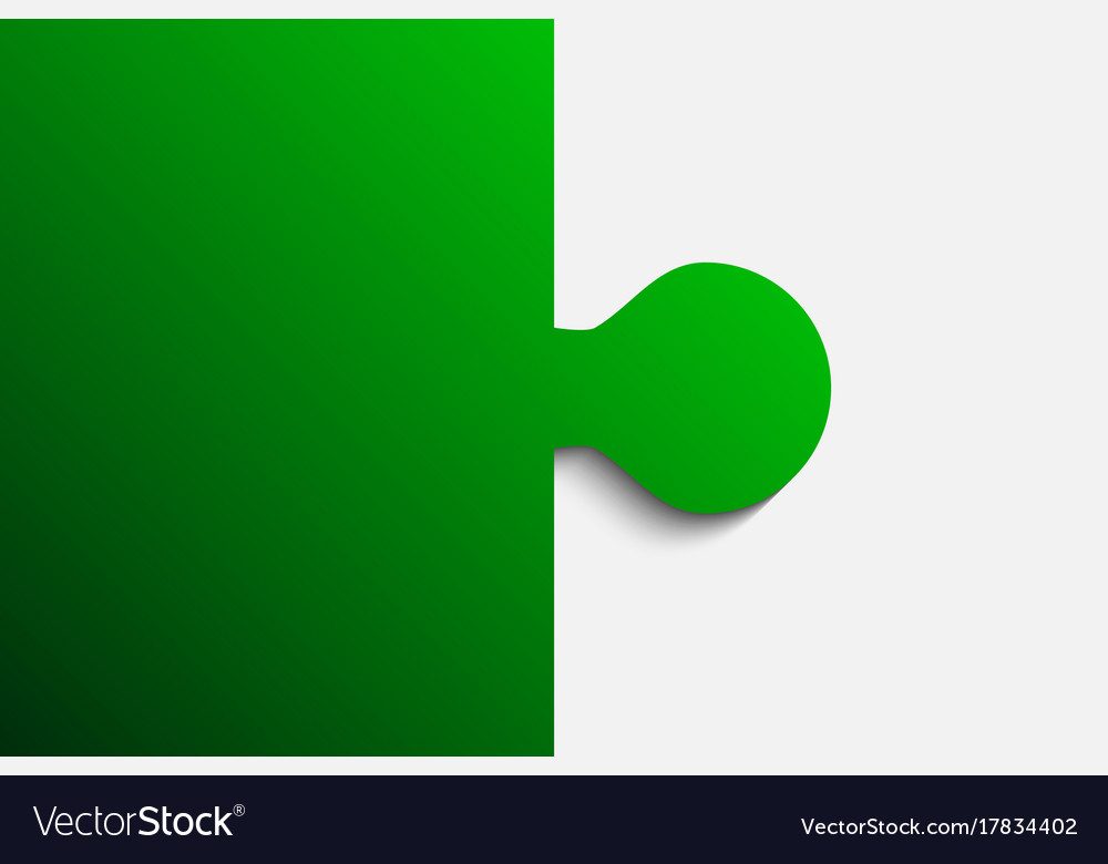 Green piece puzzle jigsaw 2 step Royalty Free Vector Image