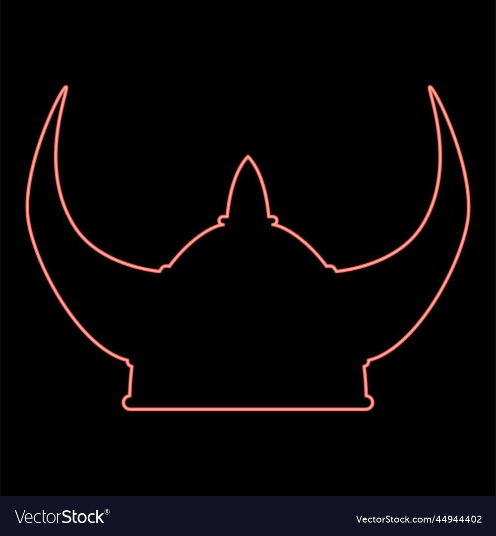 Neon viking helmet icon red color image flat style