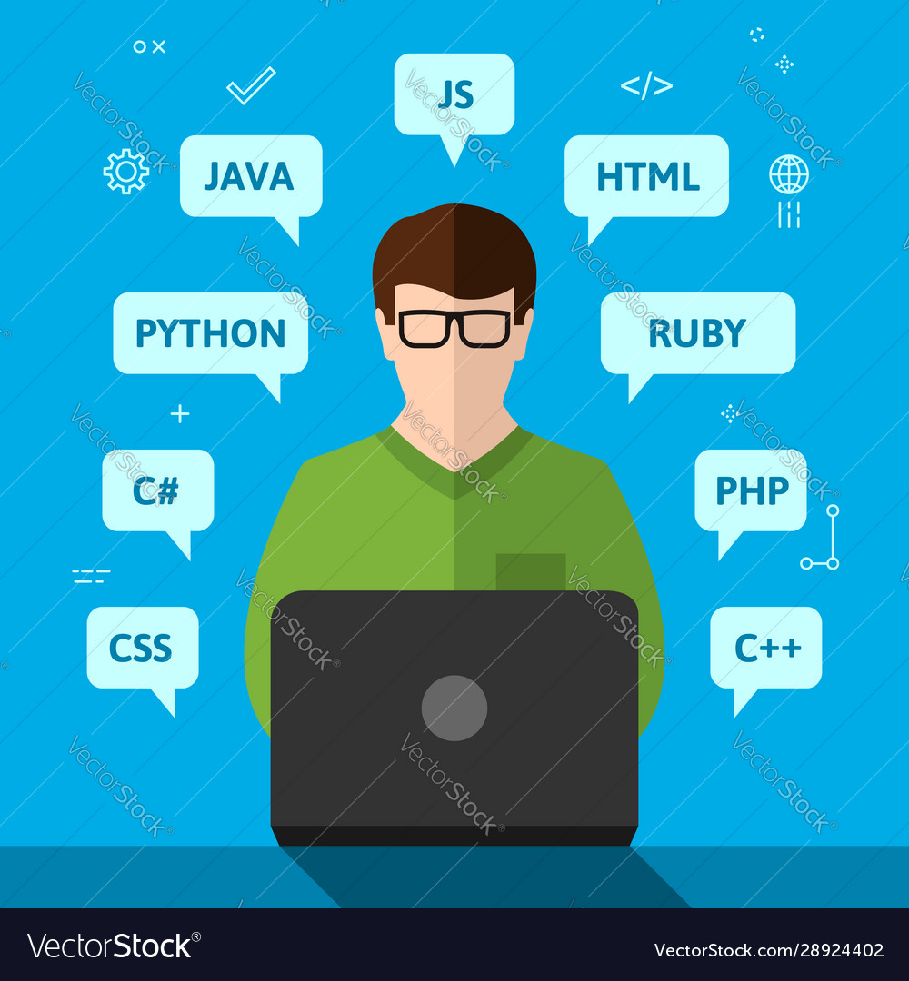 Programmer working on computer