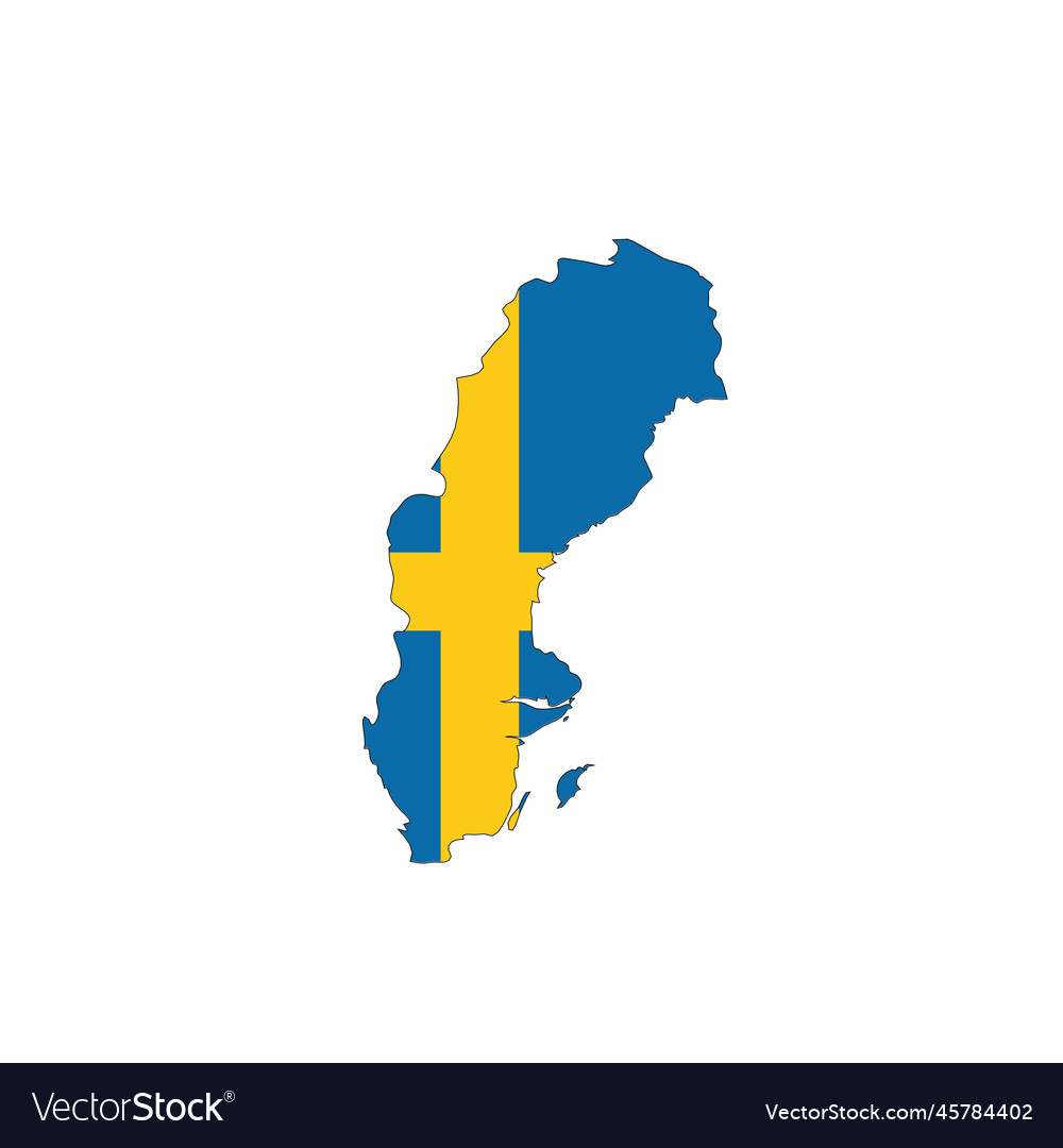 Sweden national flag in a shape of country map Vector Image