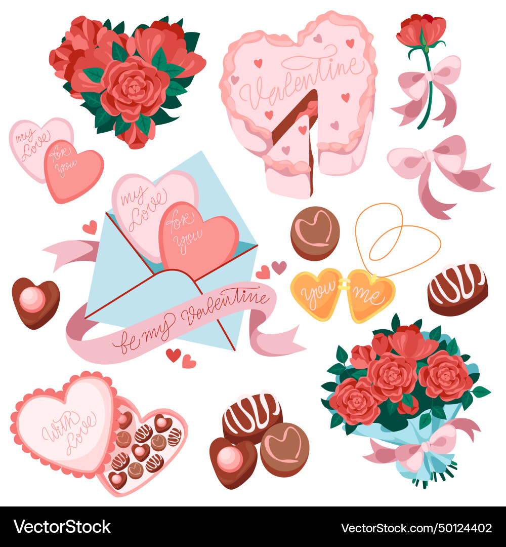 Valentines Day Elements Set Royalty Free Vector Image