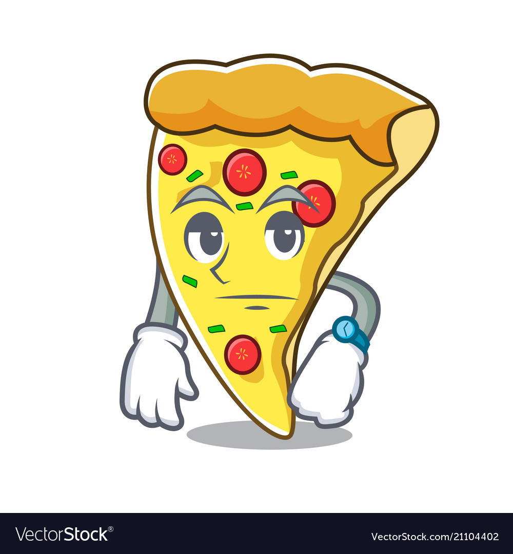 Waiting pizza slice mascot cartoon Royalty Free Vector Image