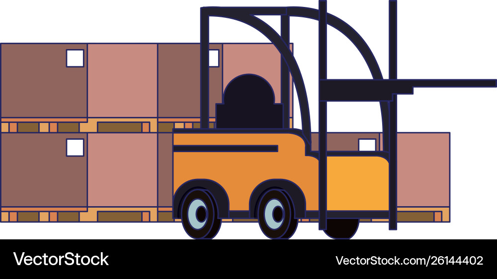 Warehouse and shipping forklift with cargo blue Vector Image