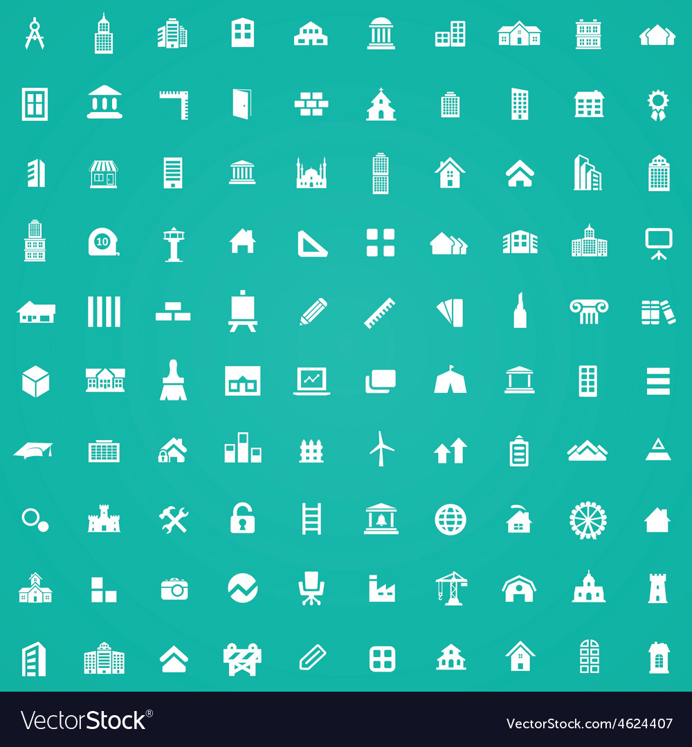 100 architecture icons Royalty Free Vector Image