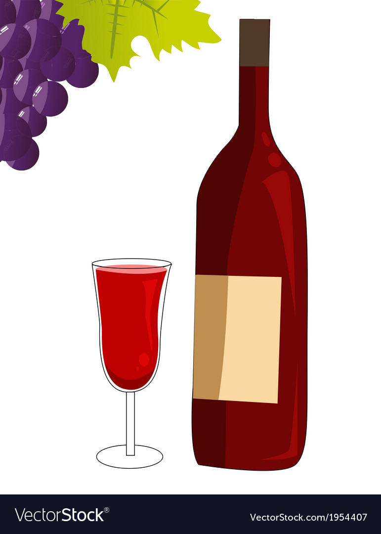 Bottle of wine with glass Royalty Free Vector Image