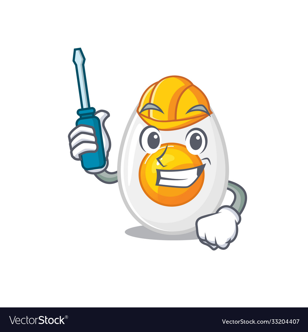 Cartoon character style boiled egg working