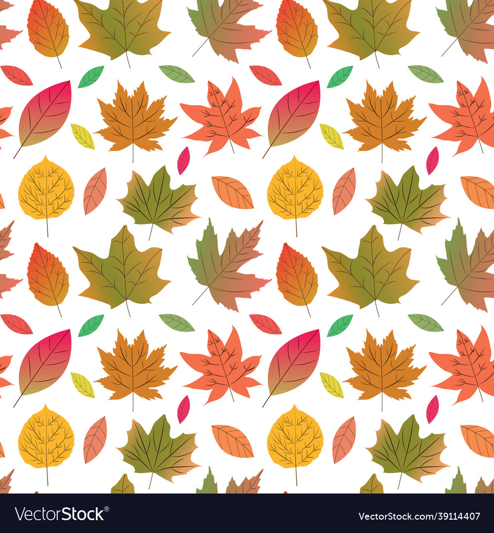 Cute fall leaves seamless pattern in bright color Vector Image