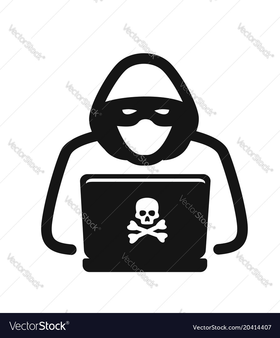 Hacker with laptop Royalty Free Vector Image - VectorStock