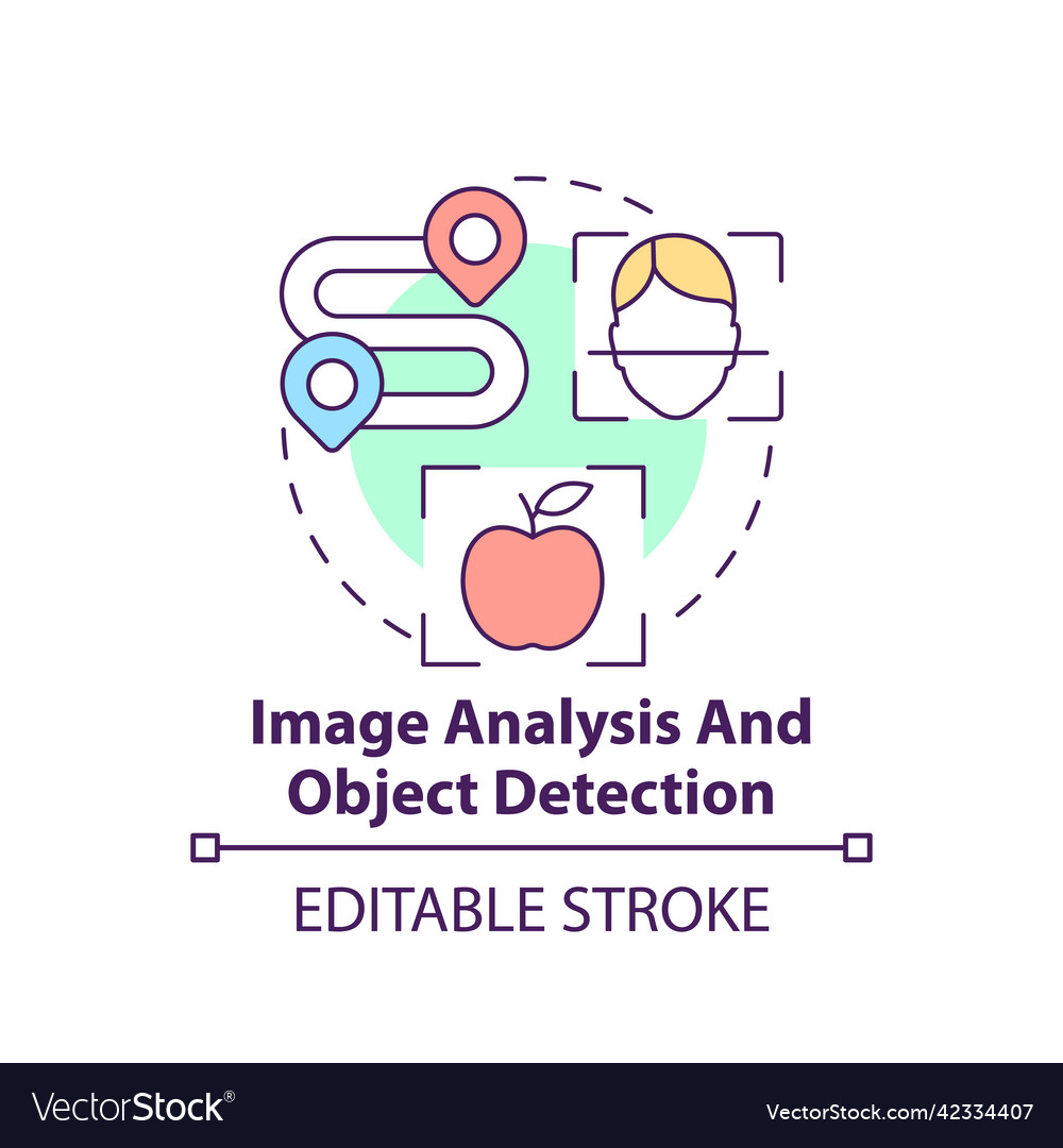 Image analysis and object detection concept icon