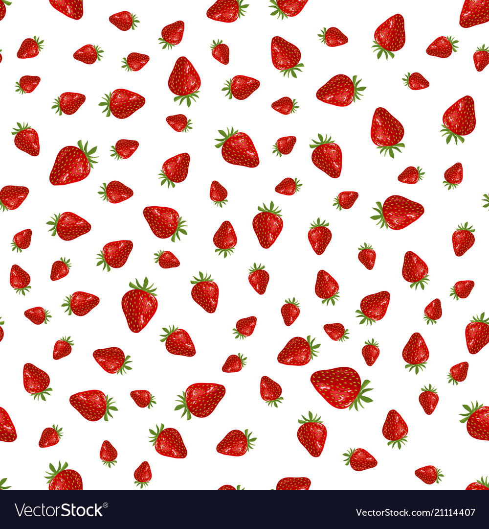 Seamles strawberry pattern on white background Vector Image