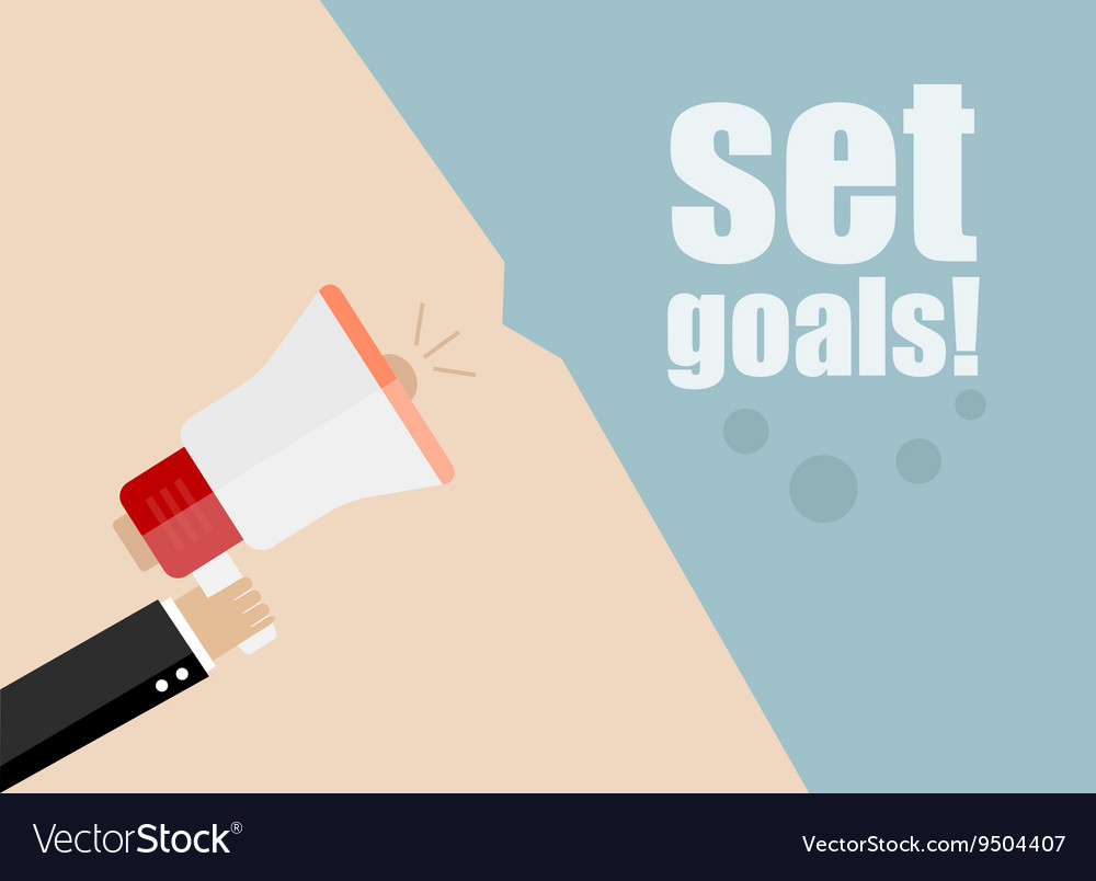 Set goals megaphone icon flat design