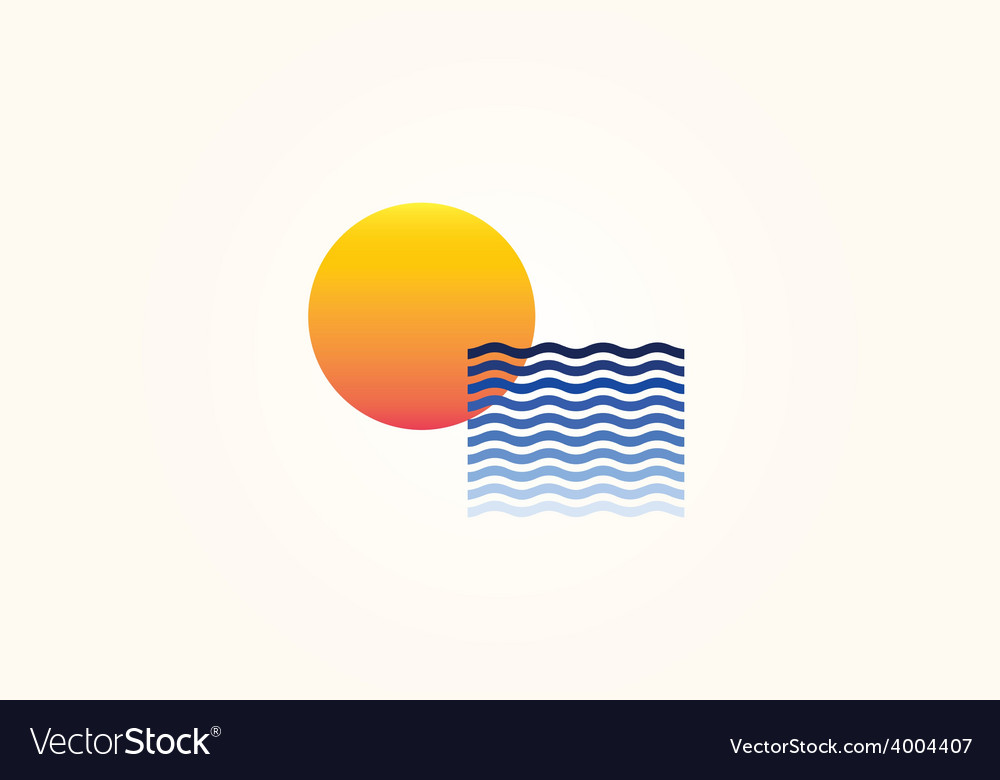 Sun sea Royalty Free Vector Image - VectorStock