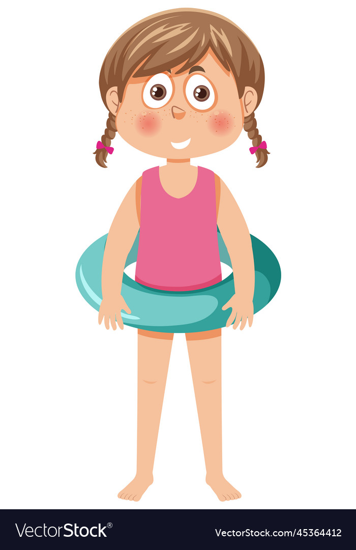 A girl wearing inflatable ring Royalty Free Vector Image