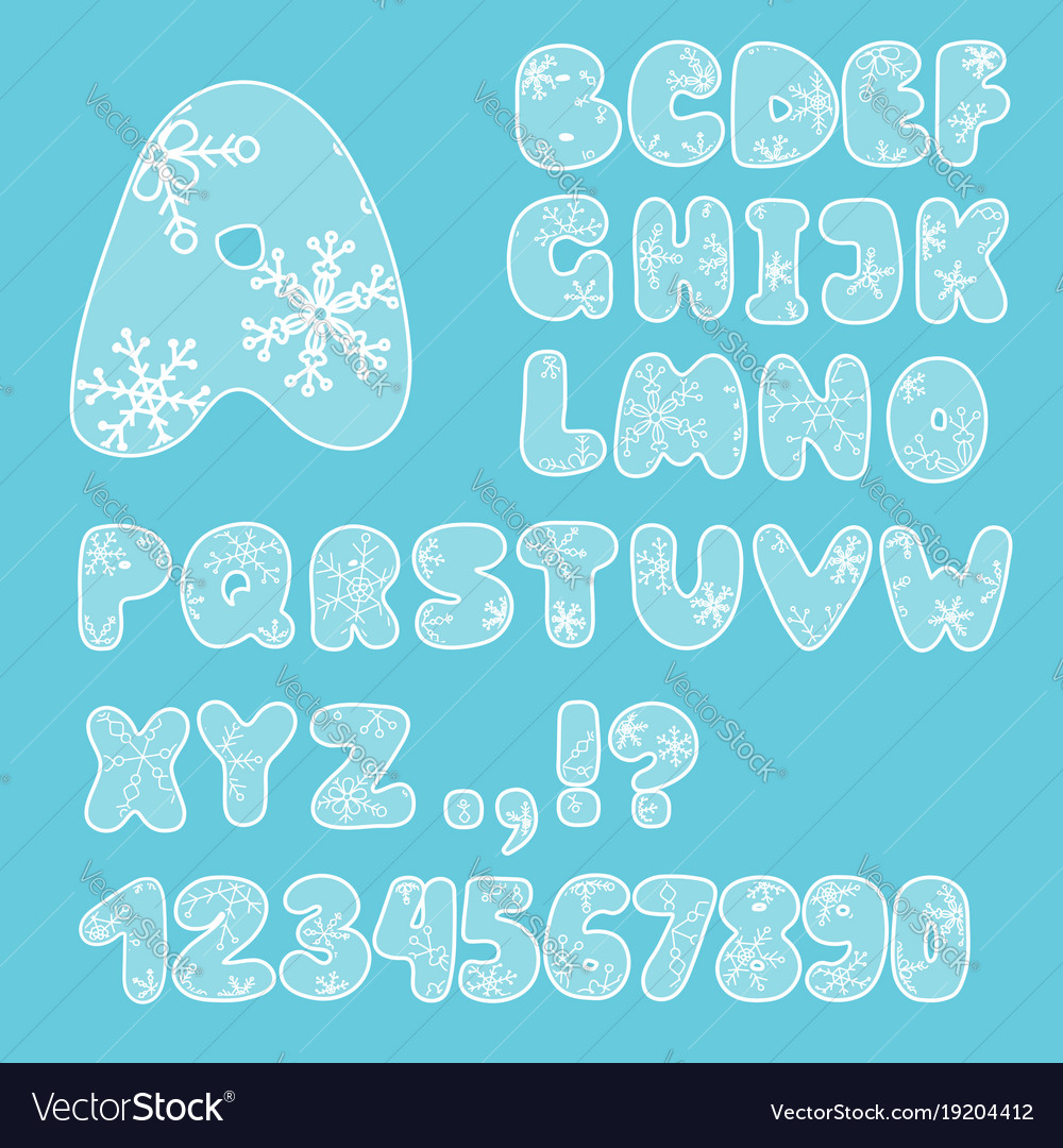 Alphabet uppercase english letters and numbers Vector Image