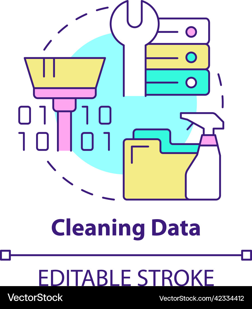 Cleaning data concept icon Royalty Free Vector Image