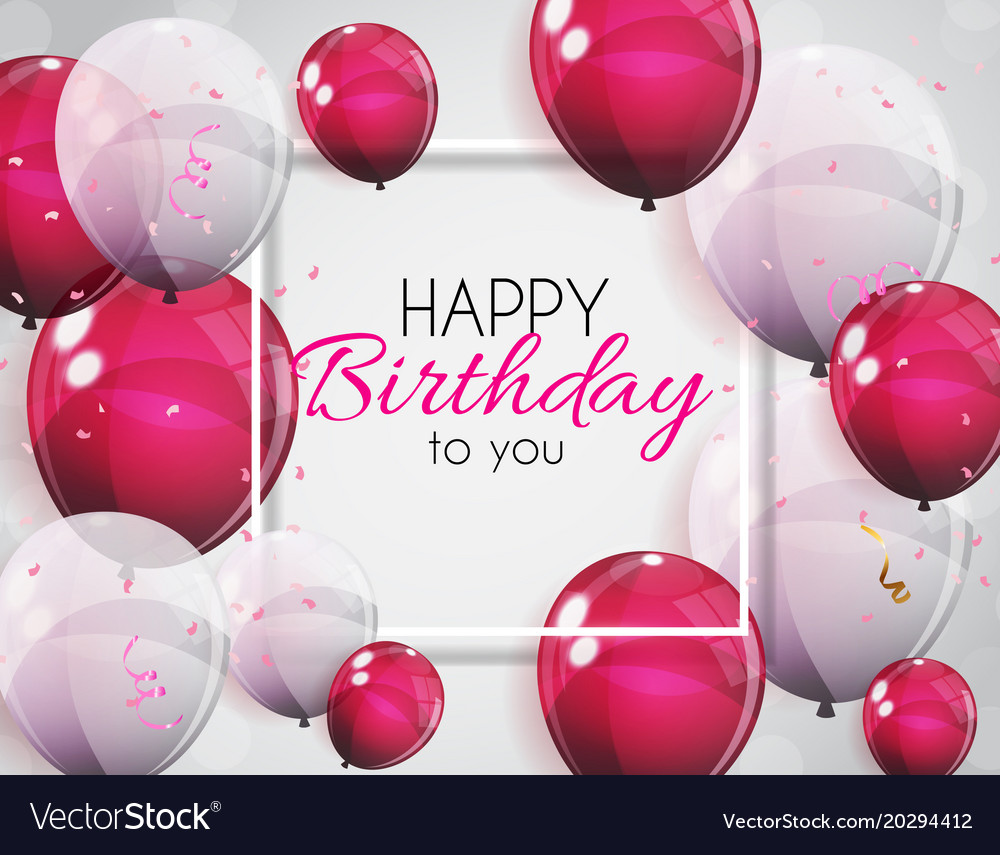 Color glossy happy birthday balloons banner Vector Image