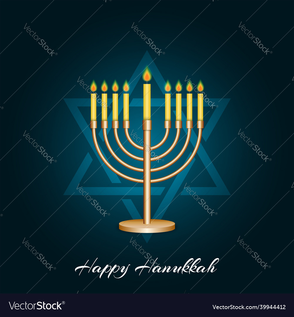 Happy hanukkah jewish holiday deep blue greeting Vector Image