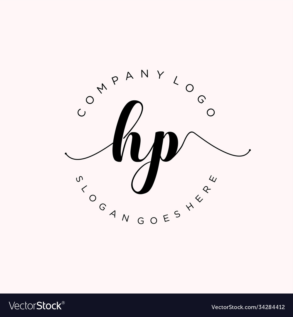 Initial hp handwriting logo with circle template