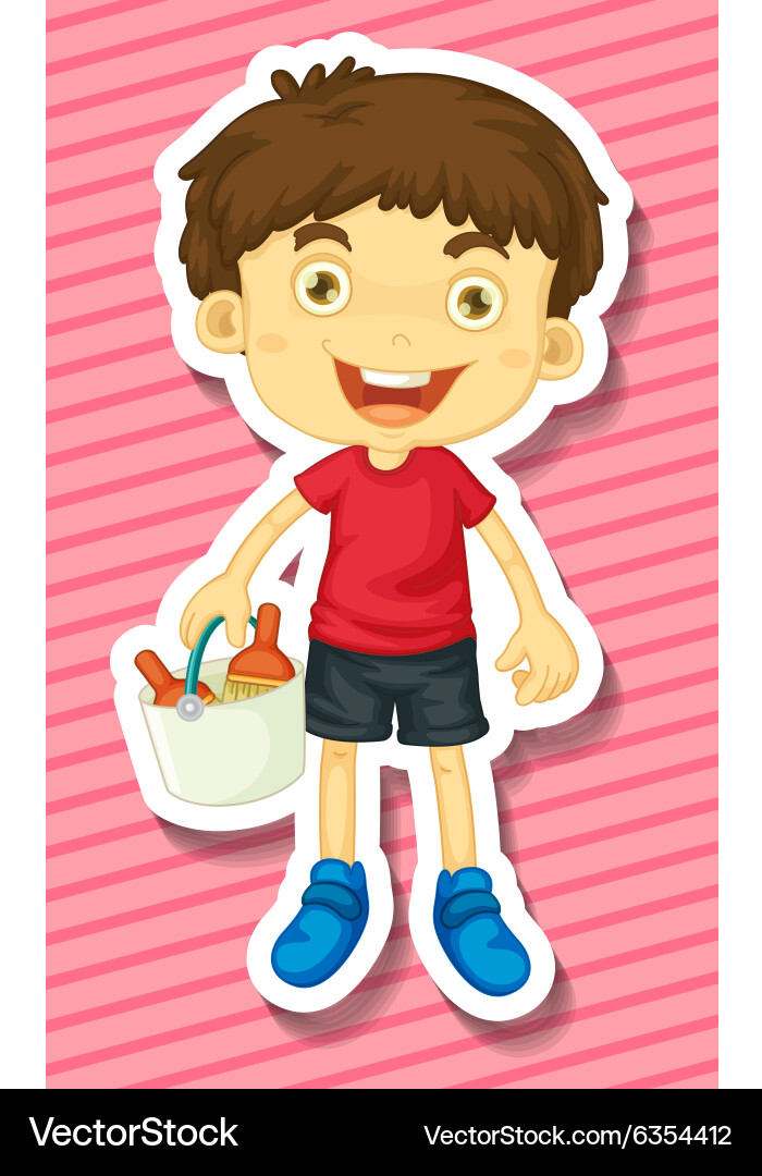 Little boy carrying bucket Royalty Free Vector Image