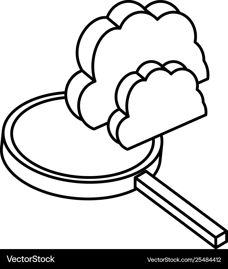 Search magnifying glass with cloud computing Vector Image