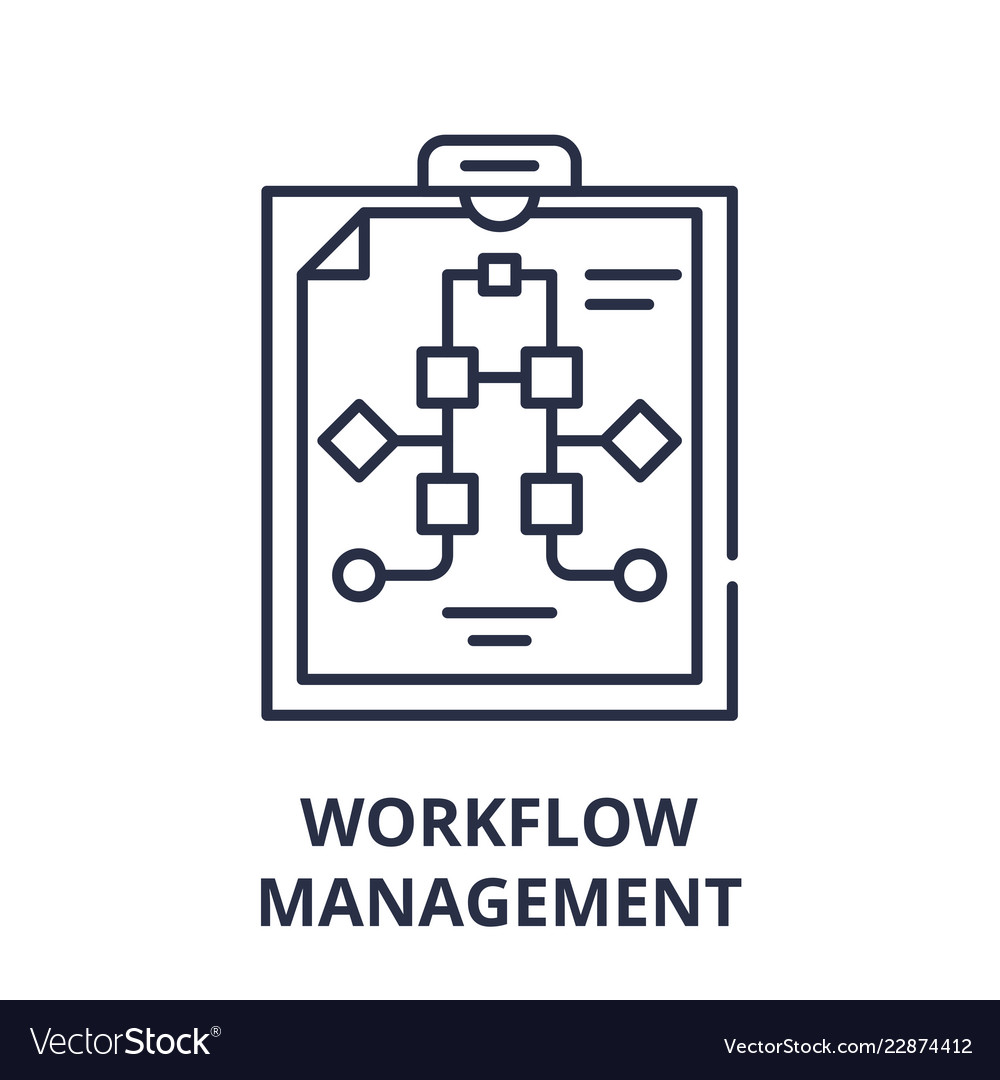 Workflow management line icon concept Royalty Free Vector