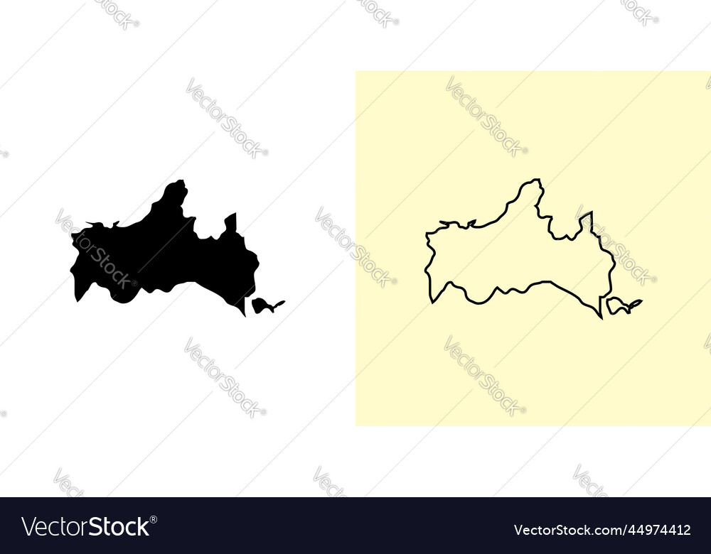 Yamaguchi map japan asia filled and outline map Vector Image