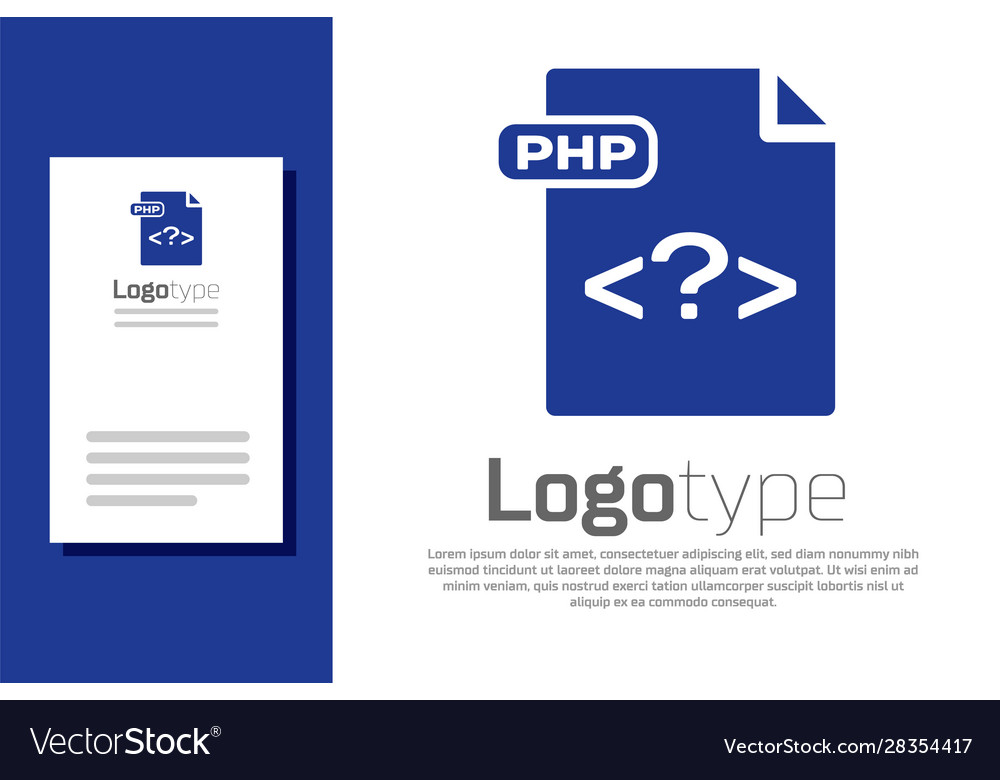 Blue php file document download button icon