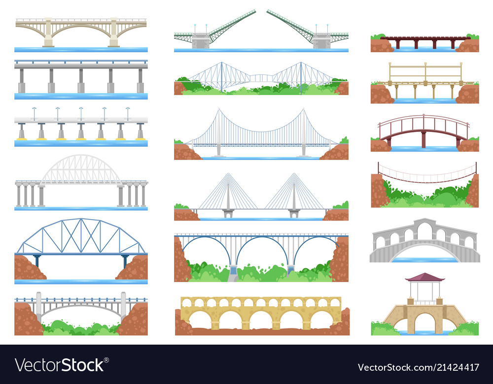 Bridge urban crossover architecture and Royalty Free Vector