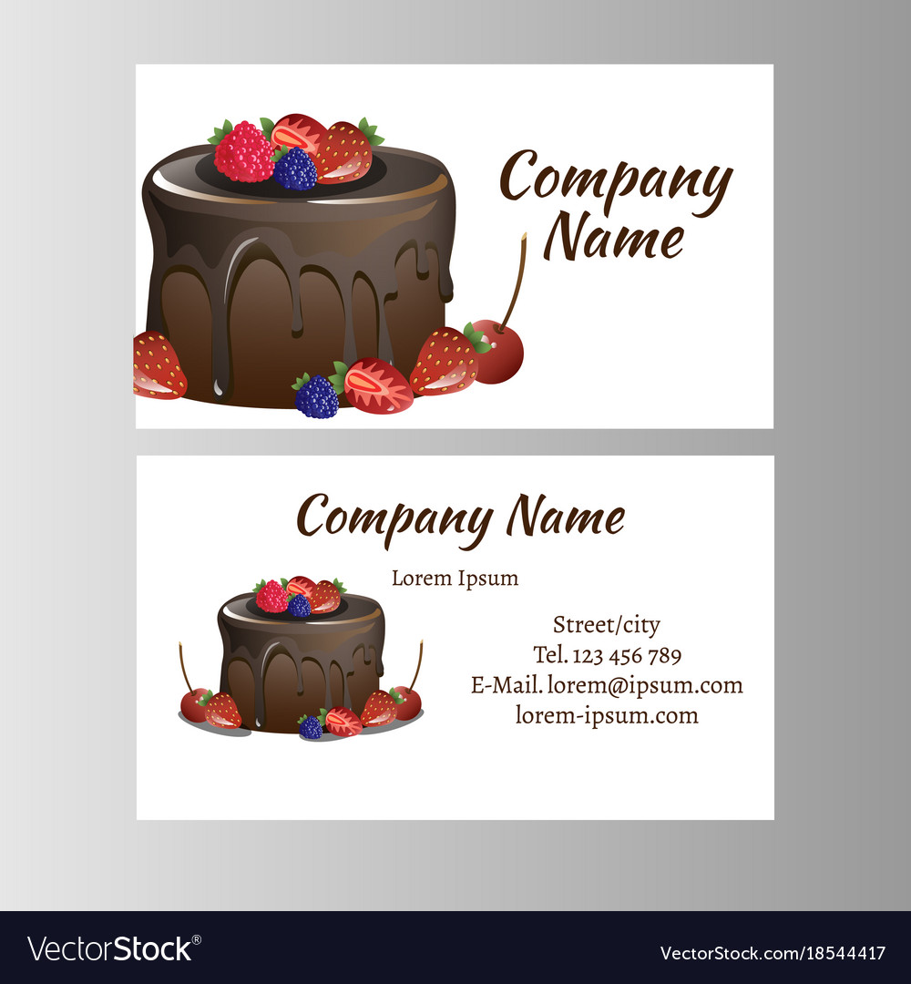 Gold cake business card design Royalty Free Vector Image