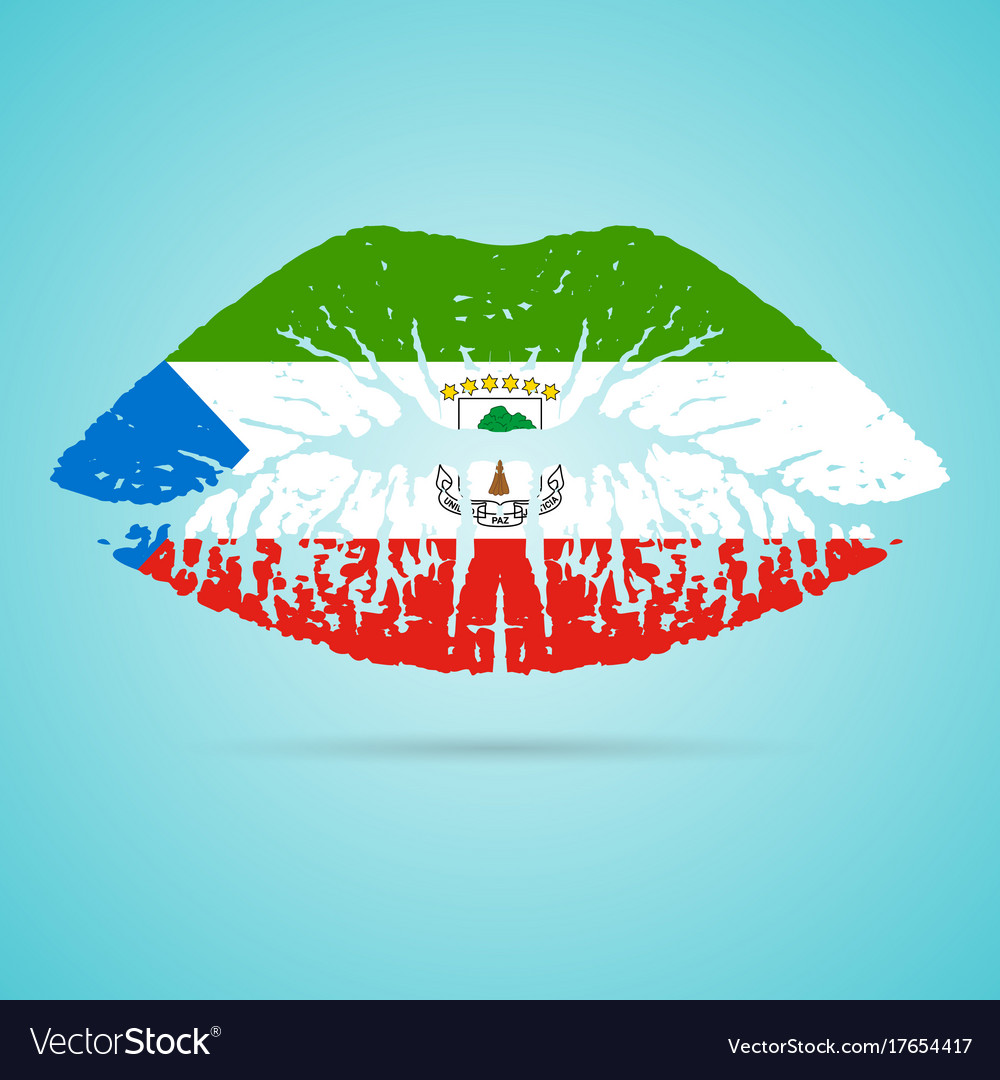 Äquatorial guinea flag Lippenstift auf den Lippen