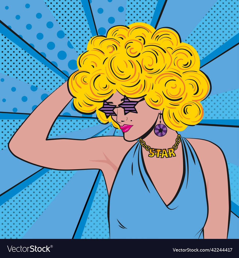 Girl at the disco in pop art style