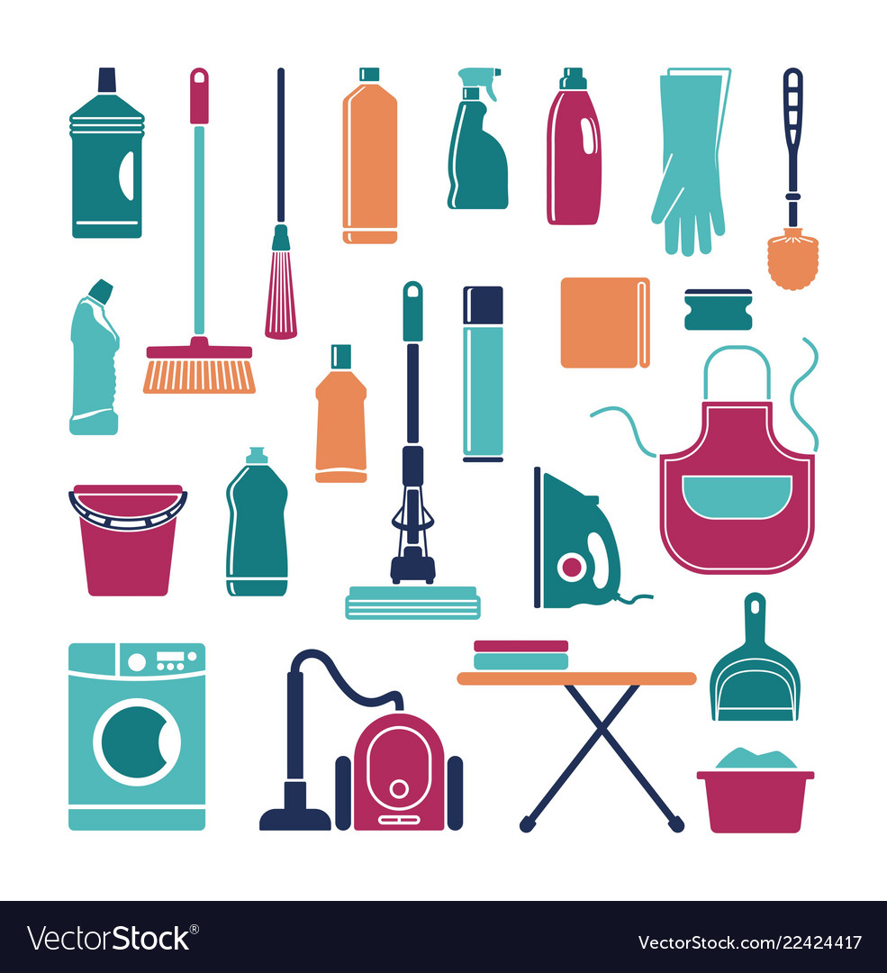 Icons of accessories and means for cleaning