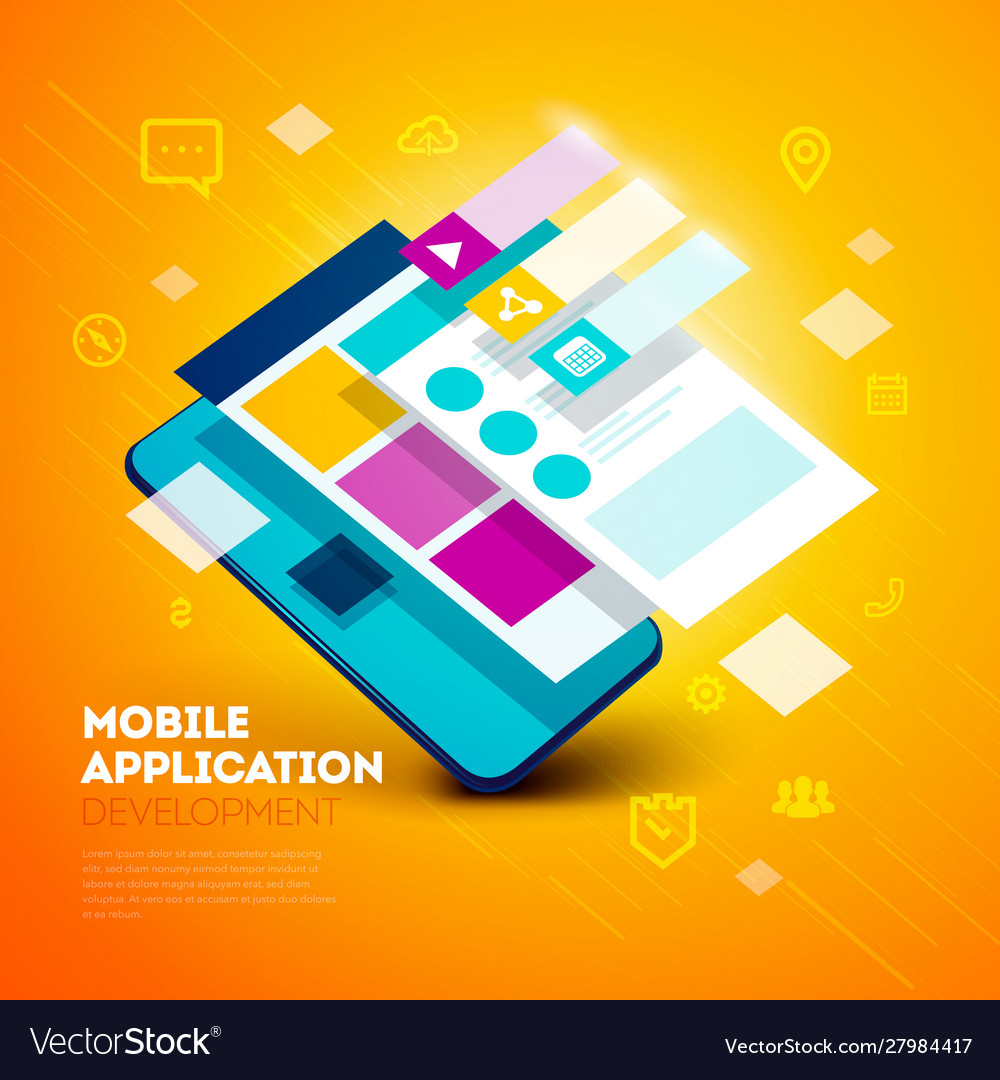 Layered User Interface Smartphone App Development Vector Image