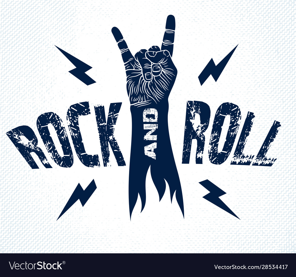 Rock Hand Sign With Lightning Bolts Hot Music Vector Image