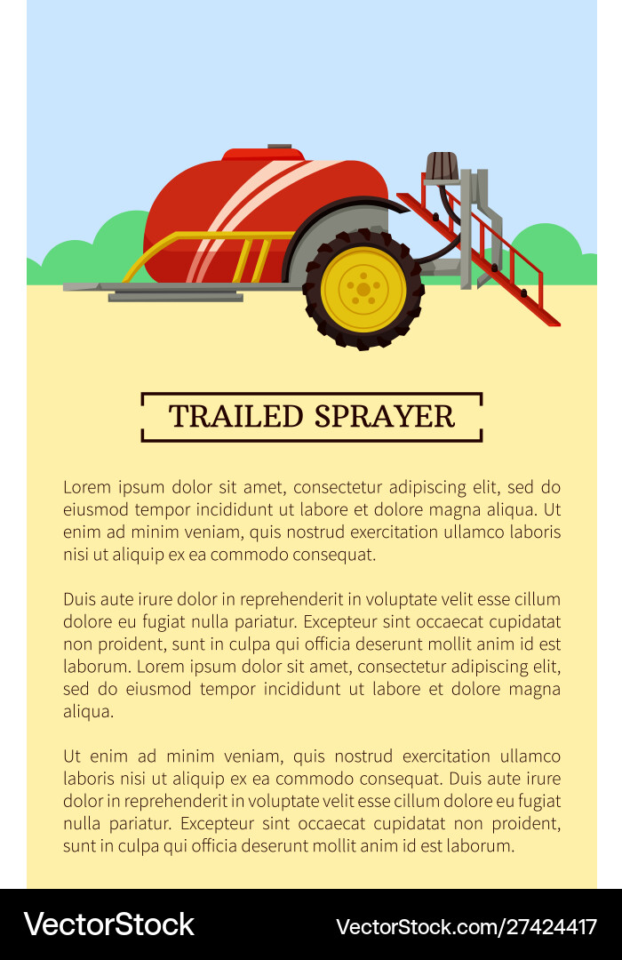 Trailed sprayer poster text Royalty Free Vector Image