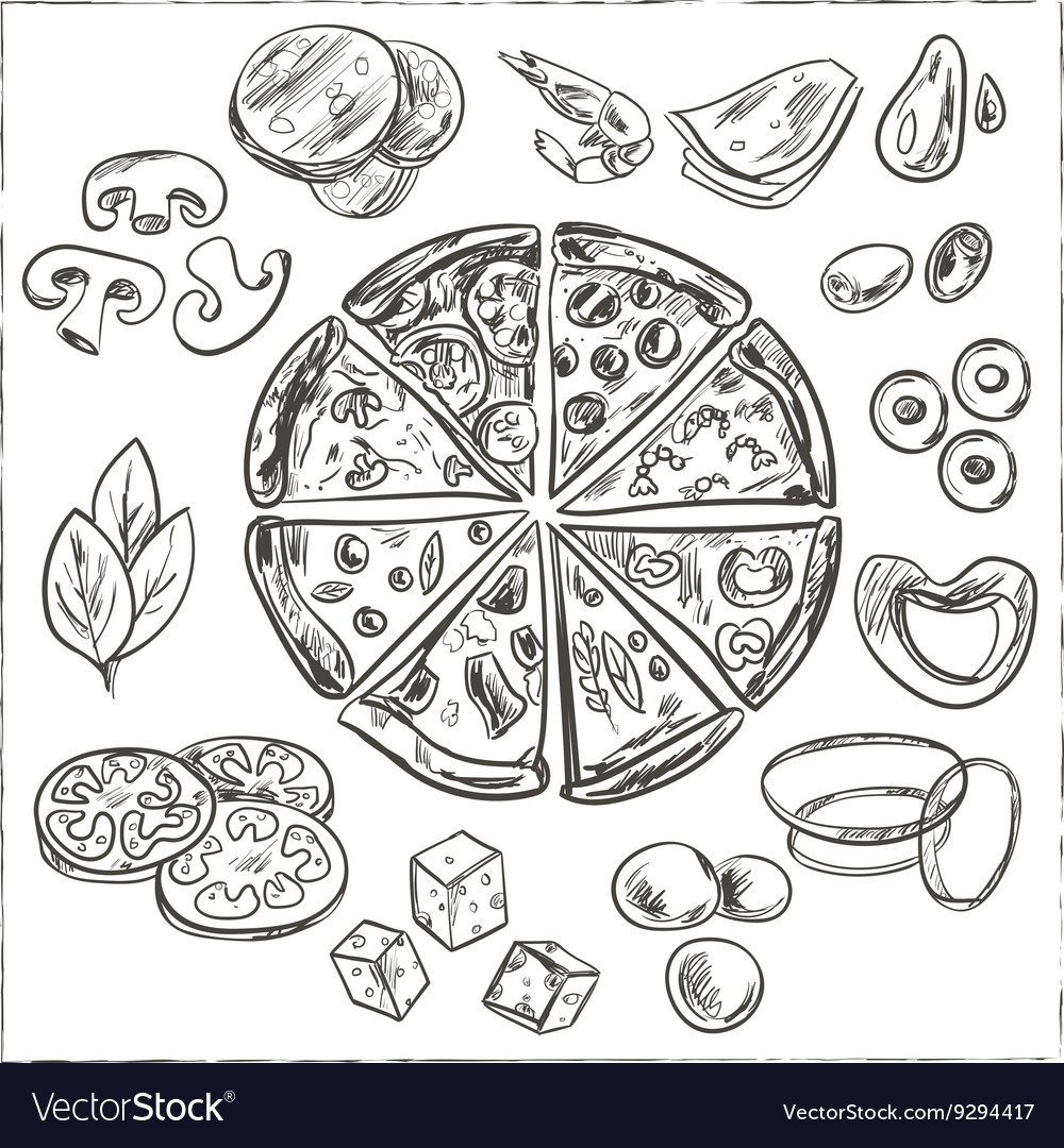 Whole And Sliced Italian Pizza Royalty Free Vector Image