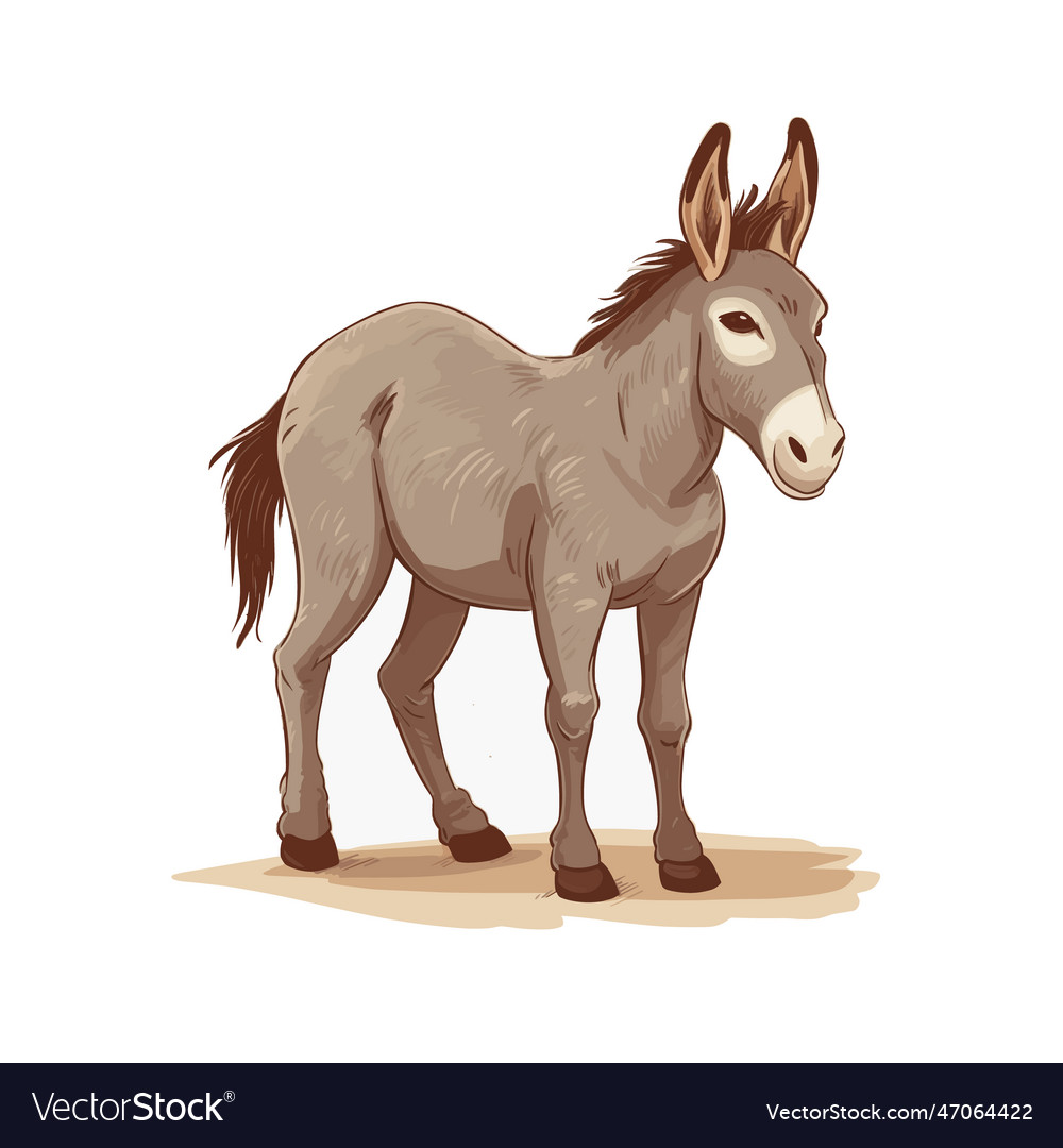 A donkey cute animal cartoon character Royalty Free Vector