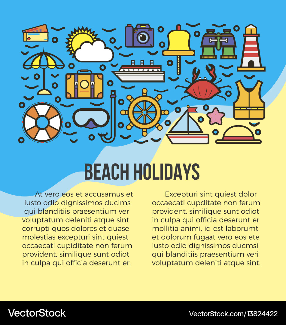Beach Holidays Information Banner Royalty Free Vector Image