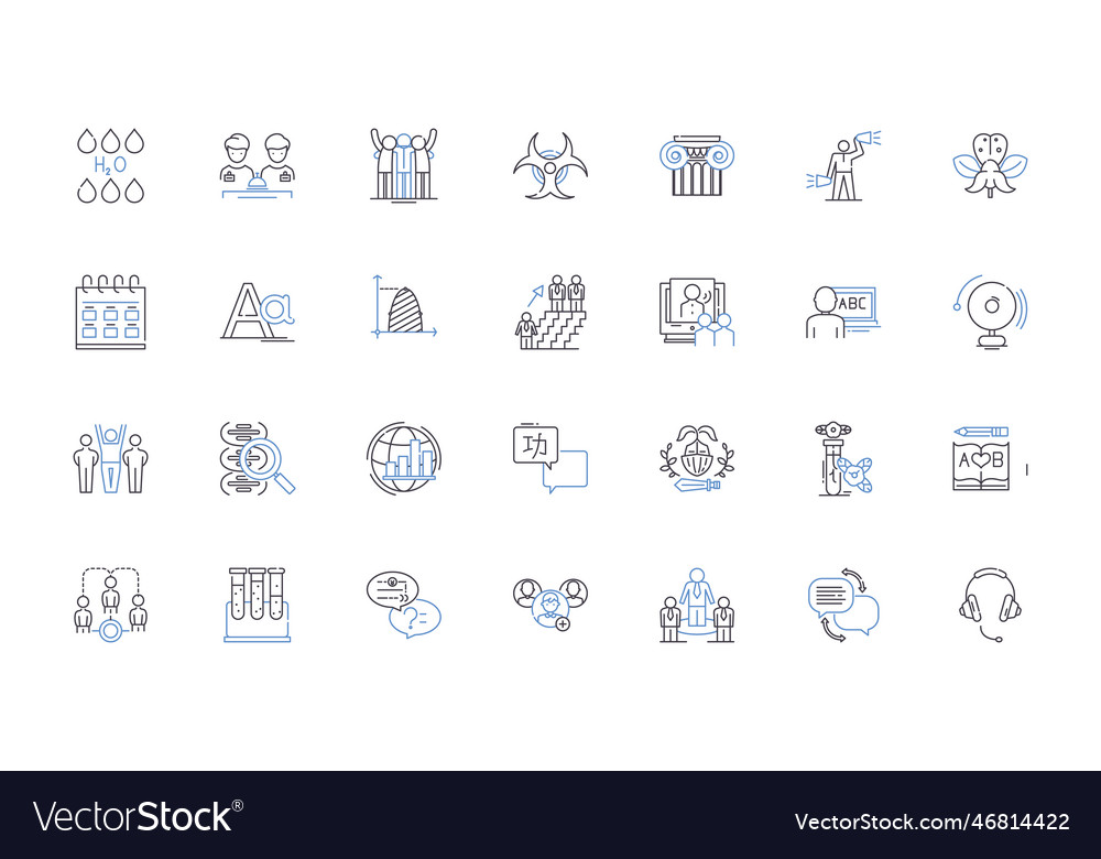 Specialized training line icons collection