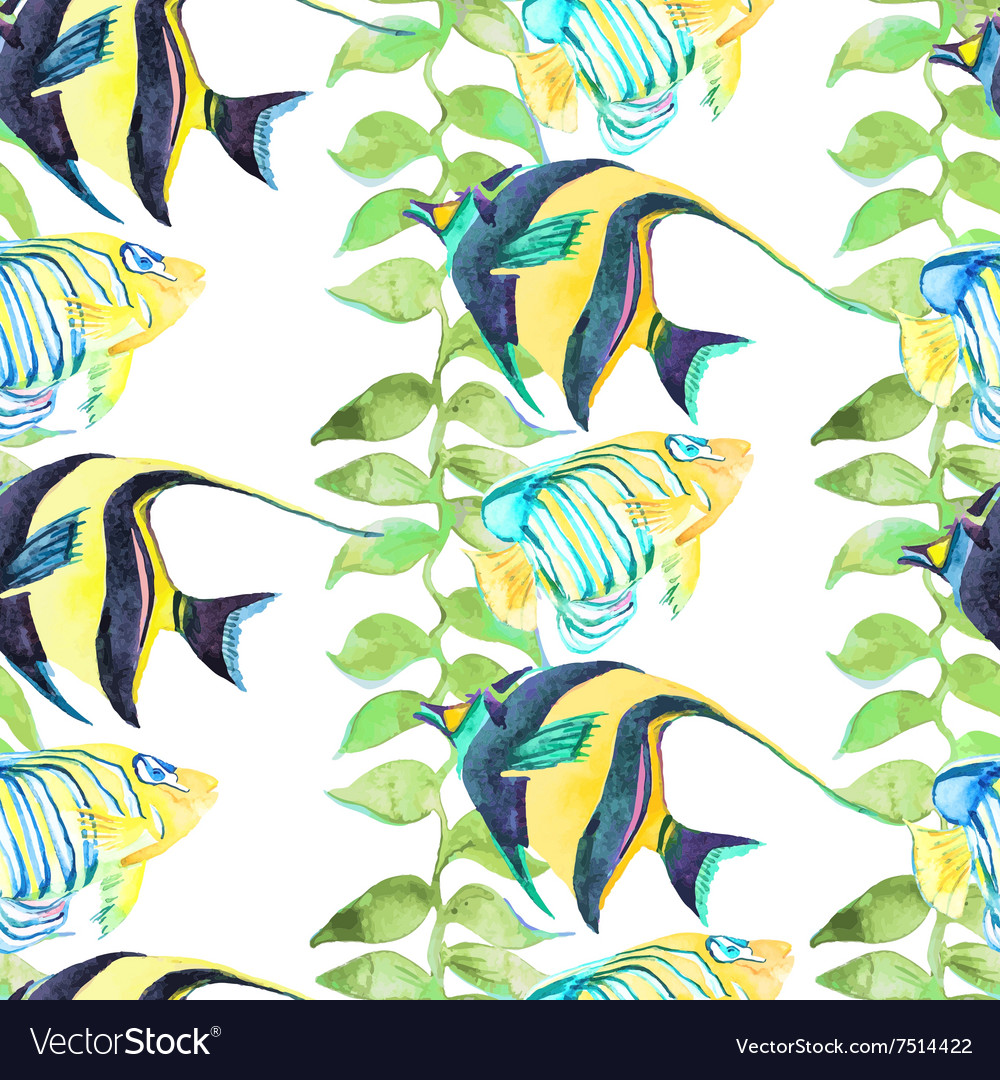 Tropical fish pattern seamless art Royalty Free Vector Image